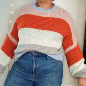 balloon sleeve striped sweater ASOS